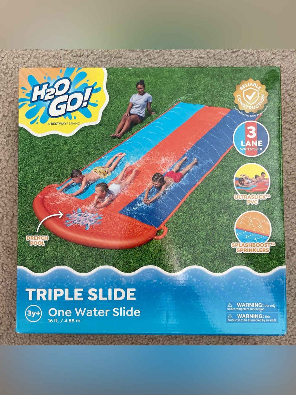 Triple Slide Water Slide - Blue & Orange
